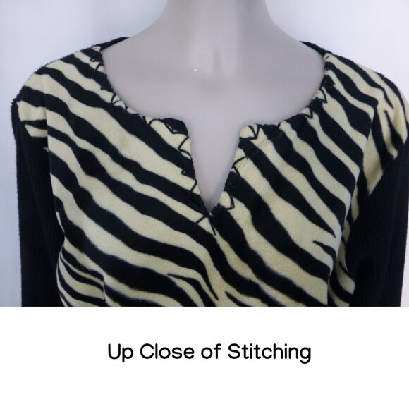 Carole Little Wool-Blend, Zebra Animal Print, Long Sleeve Top - Picture 5 of 11